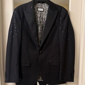 Ron Tomson Midnight Sequin Tuxedo Jacket